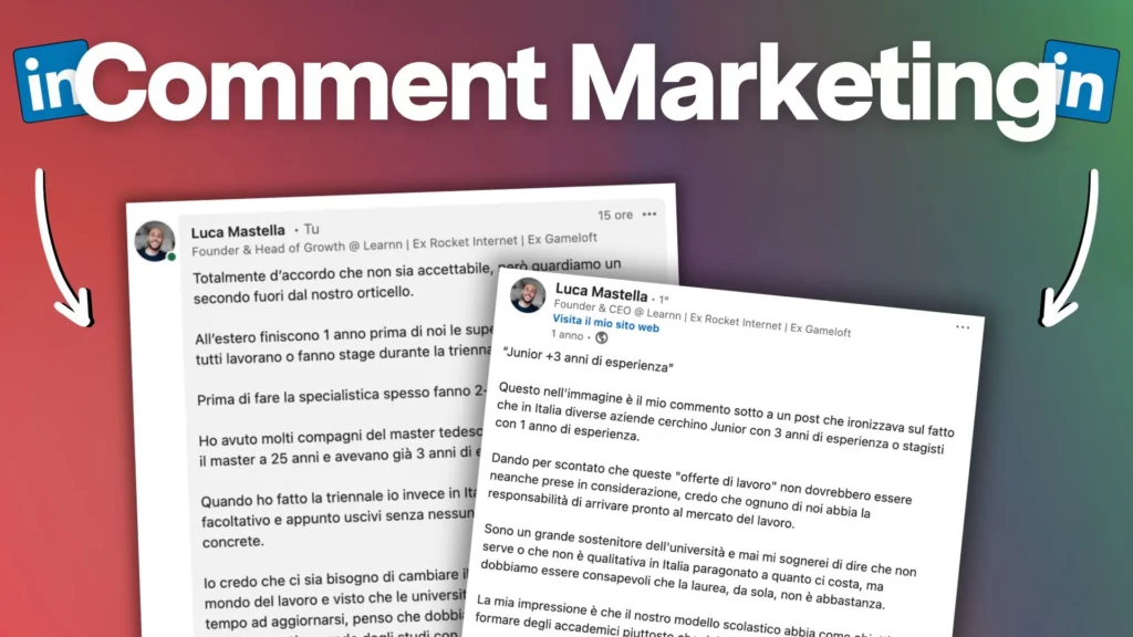 Strategia di Comment Marketing per crescere su LinkedIn da zero
